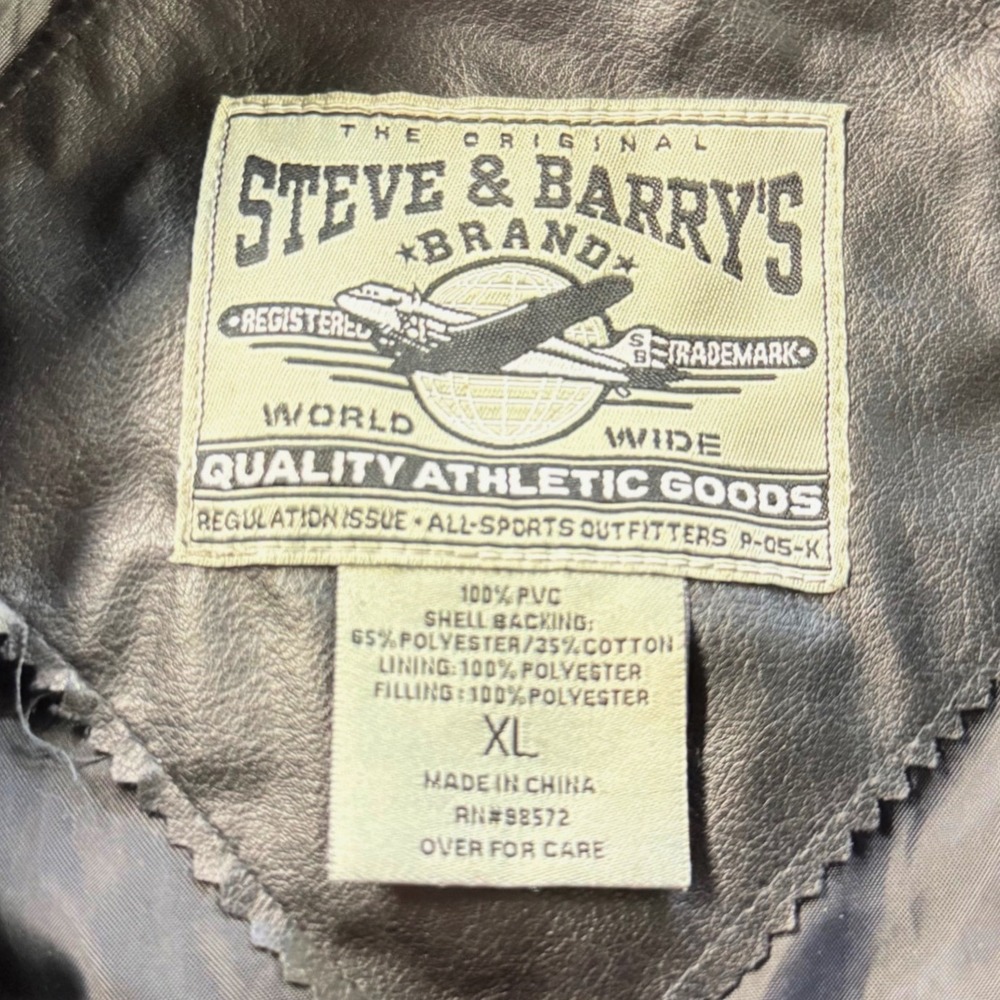 Steve & Barrys Mens XL Outlaw Cycles Custom Garage Faux Leather Bomber Jacket - Picture 3 of 4